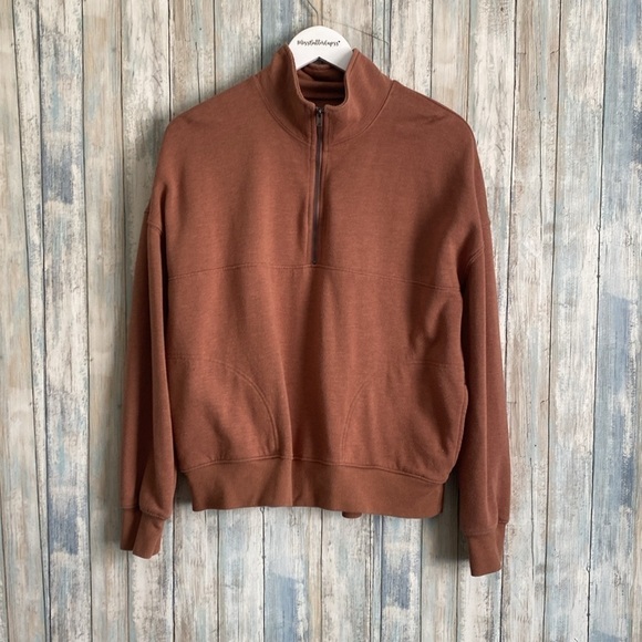 SO The lounge Life Tunic brown  Funnel Neck 1/4 Zip | Small - Picture 4 of 8